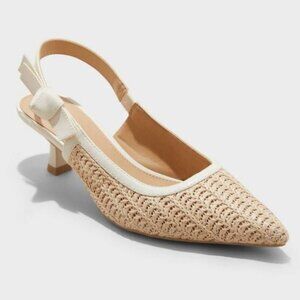 a new day NWT Milan Raffia Slingback Heels Milan Dressy Timeless Office Parisian